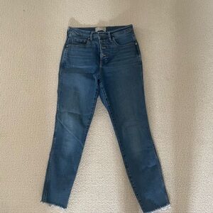 Everlane Skinny Frayed Ankle Blue Jeans